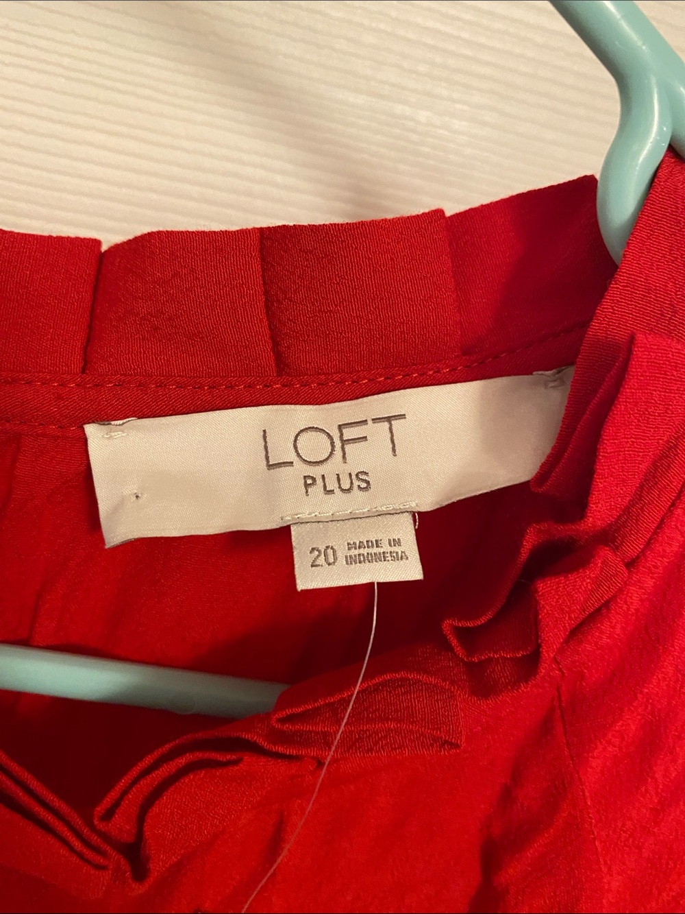 LOFT Plus Red Ruffle Neck Blouse 20 - Picture 4 of 4